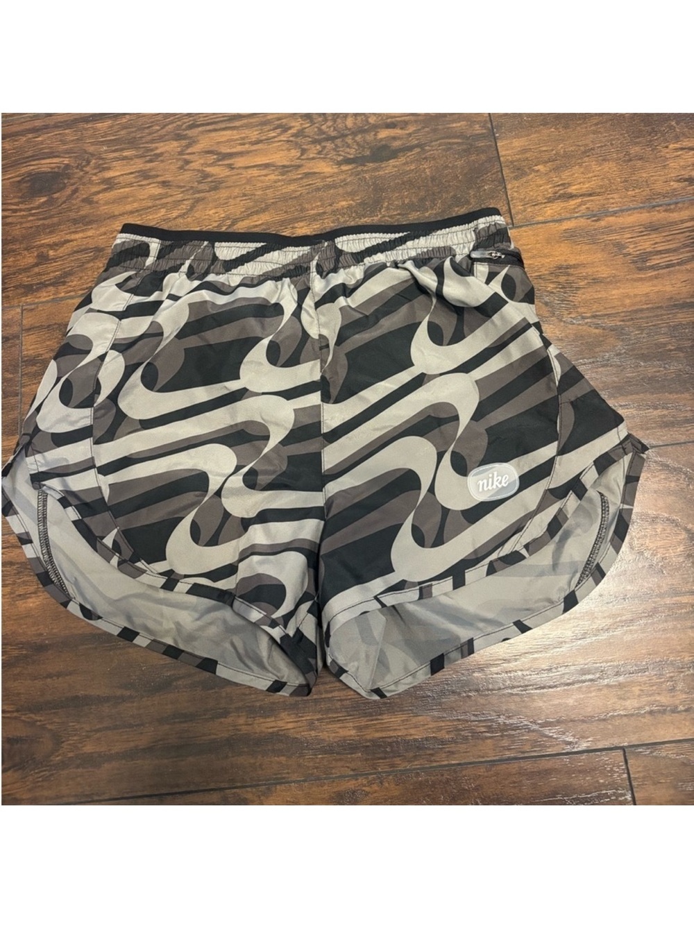 Nike Women's Black, brown, & Gray Printed Running Shorts